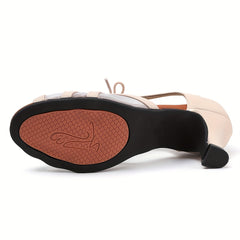Women's Mesh Breathable Medium Heel Dance Sandals Latin Dance Shoes