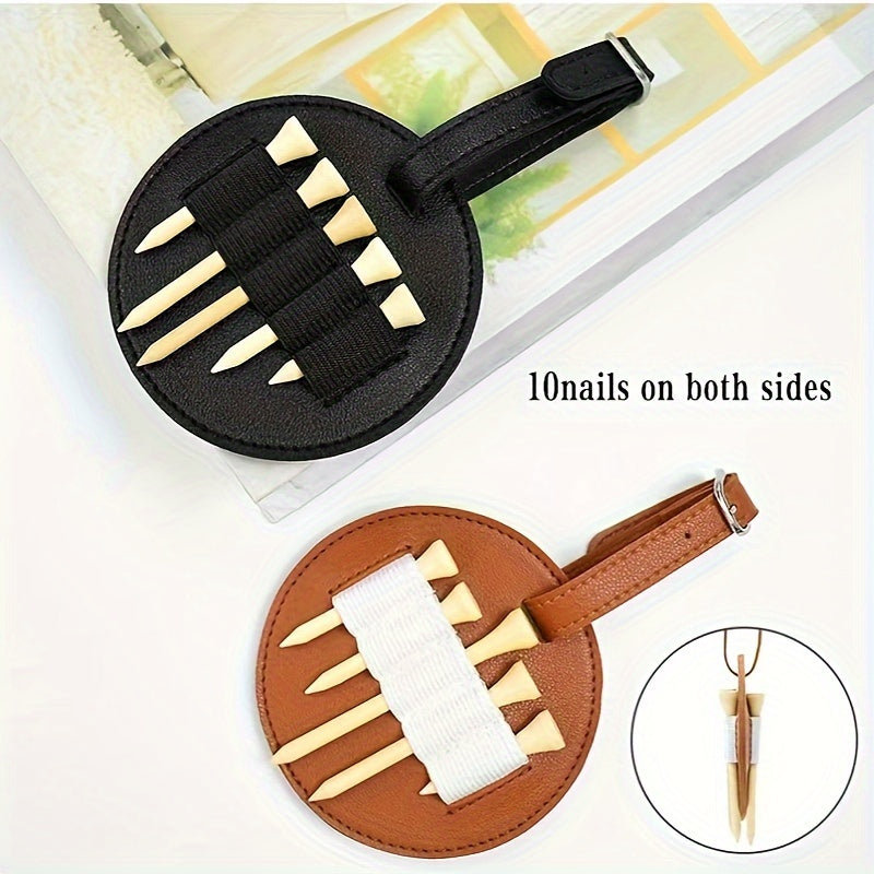 Golf Spike Insert Bag Faux Leather Outdoor Waist Hanging Bag