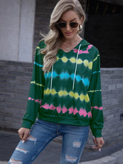 Tie Dye Heartbeat Print Hoodie Women's Sweatshirt