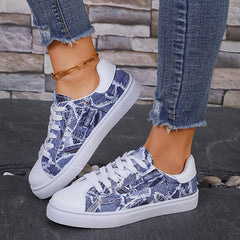 Women's Graffiti Pattern Flat Skate Shoes Breathable Non slip Outdoor Sneakers