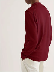 Evil Smile Pattern Knit Polo Shirt Men's Casual Lapel Middle Stretch V Neck