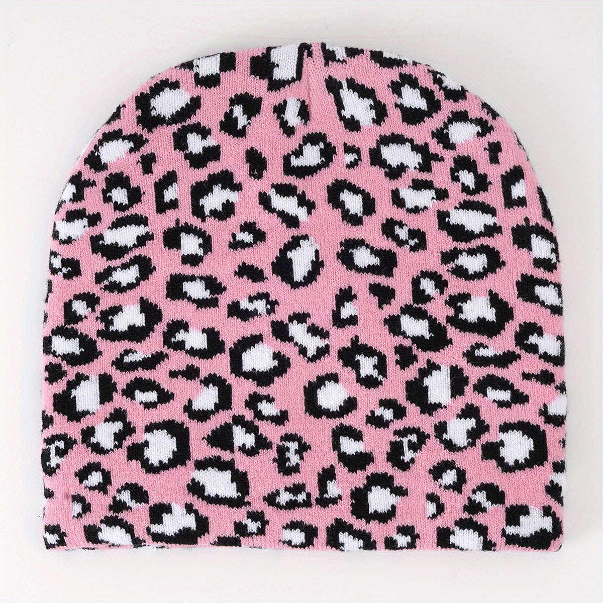 Leopard Jacquard Beanie Y2K Unisex Warm Hat Hip Hop Ski Hats Vintage Beanies