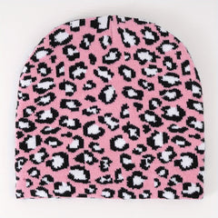 Leopard Jacquard Beanie Y2K Unisex Warm Hat Hip Hop Ski Hats Vintage Beanies