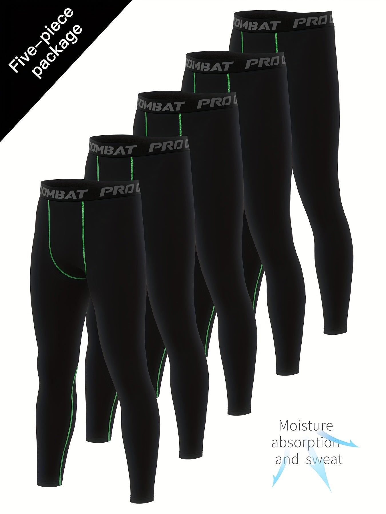 Men's Solid Pocket Leggings Active Sports Compression Pants