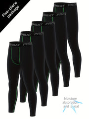 Men's Solid Pocket Leggings Active Sports Compression Pants