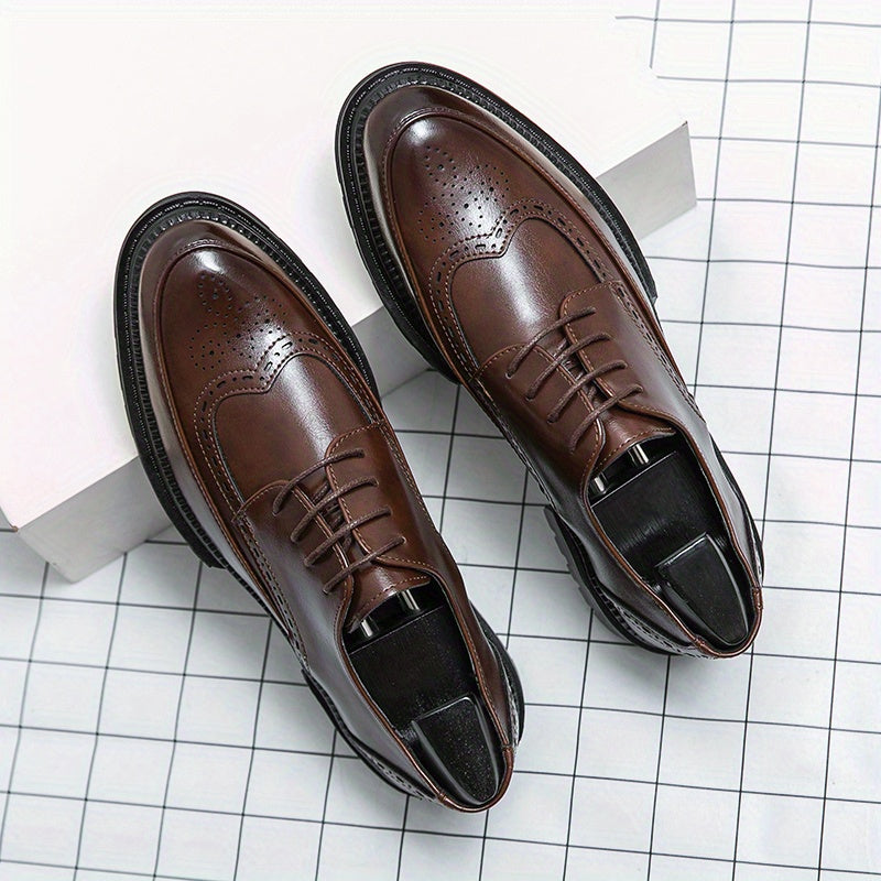 Men's Brogue Wingtip Derby Shoes Lace up Front Dress Shoes