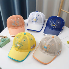Boys Hi Letter Embroidered Mesh Baseball Cap Adjustable Sun Hat