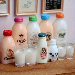 1:6 Dollhouse Milk Bottle Cup Mini Drinks Pretend Food for Doll OB11 Accessories