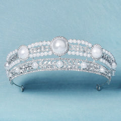 Rhinestone Faux Pearl Crown Hairband Headband Party Favor Decorations