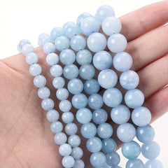 Aquamarines Stone Beads Round Loose Spacer Beads Jewelry Making DIY 6 8 10mm