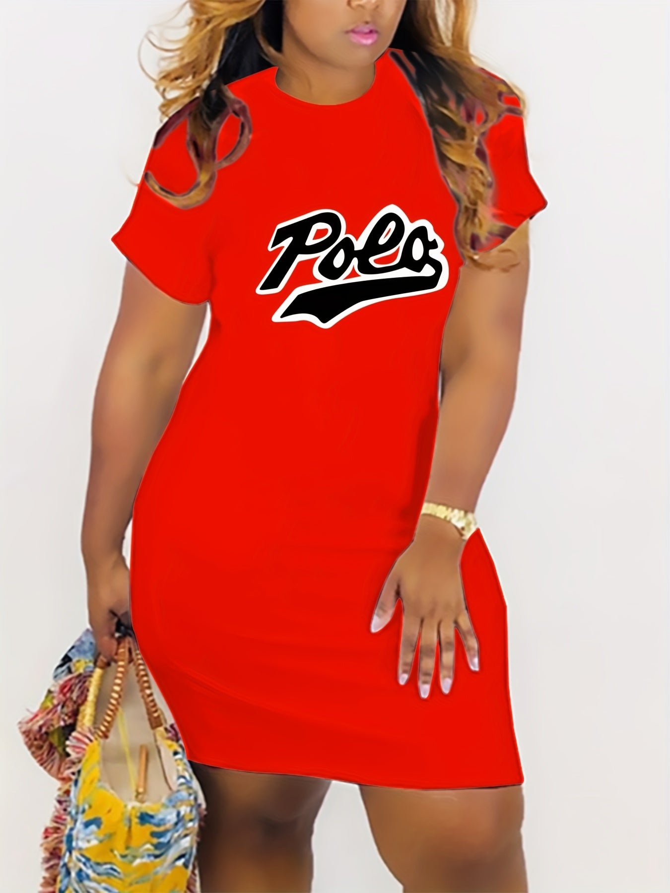 Casual Dress Women's Plus Art Letter Print Short Sleeve