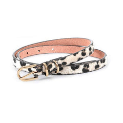 Women Faux Leather Skinny Thin Belt For Jeans Solid Metal Buckle Waist