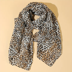 Leopard Print Wrinkle Scarf Long Shawl Windproof Head Wrap