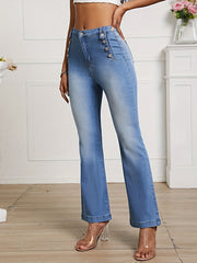 High Waist Flared Jeans Bell Bottom High Rise Wide Legs High Stretch Denim Pants