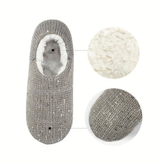 2 Pairs Plush Lined Socks Soft & Warm Low Cut Floor Socks Women's Stockings