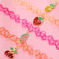 4pcs Girls Fruit Pendant Necklace Decorative Accessories Holiday Gift