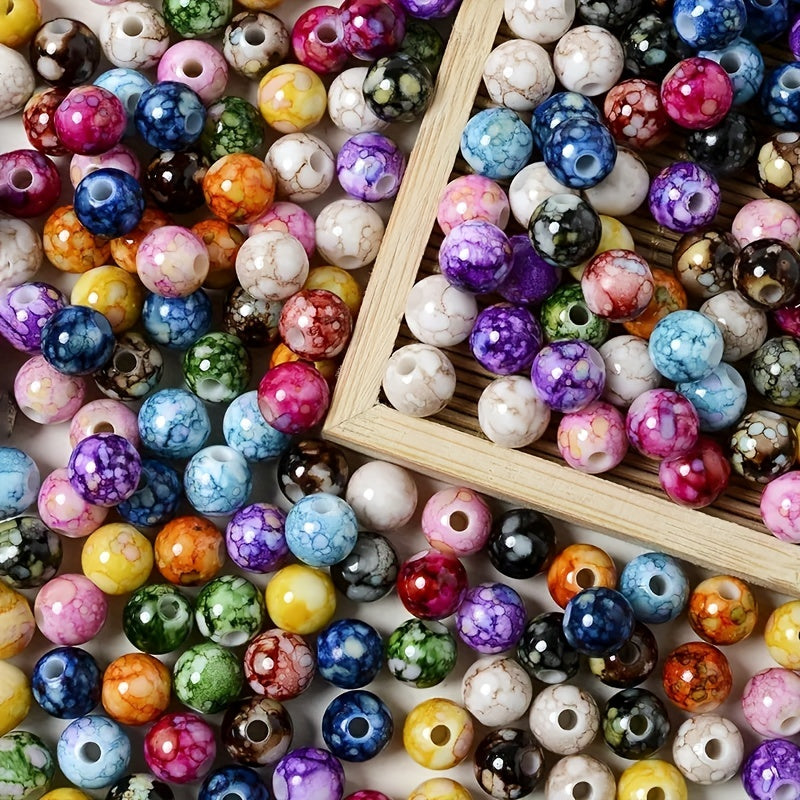 50pcs 8mm Spray Paint Round Beads 13 Colors for Jewelry Making