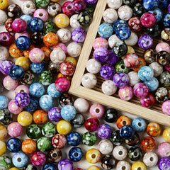 50pcs 8mm Spray Paint Round Beads 13 Colors for Jewelry Making