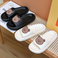 Men's Cartoon Bear Slides Lightweight Quick drying Non slip Slippers