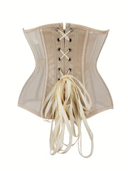 Fishnet Stitching Strapless Corset Body Shaper