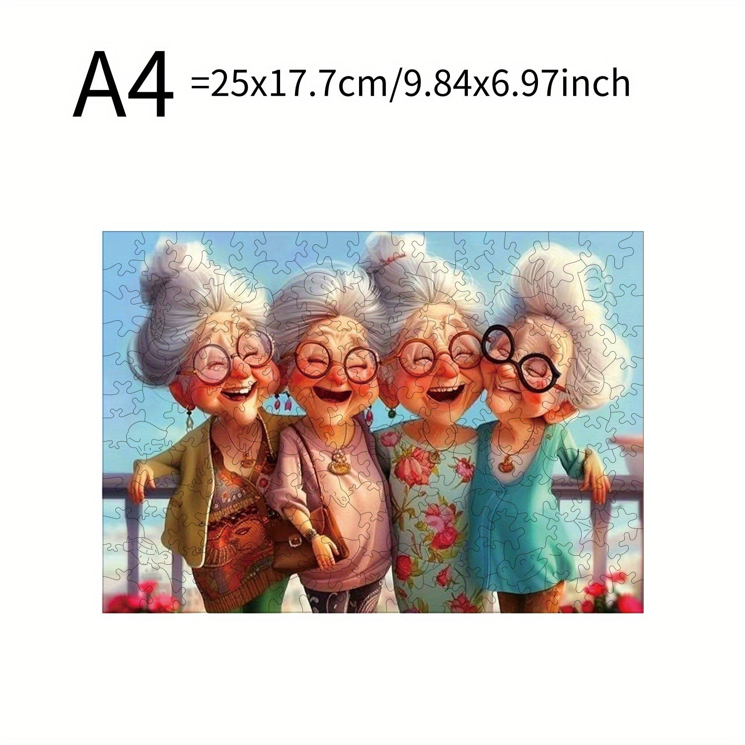 Wooden Puzzle - 4 Grandmas Traveling - Ideal for Birthday Gifts