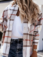 Plaid Long Sleeve Button Blouses Top For Women