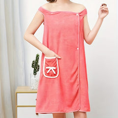 Coral Velvet Bathrobes for Women Wearable Bath Towels