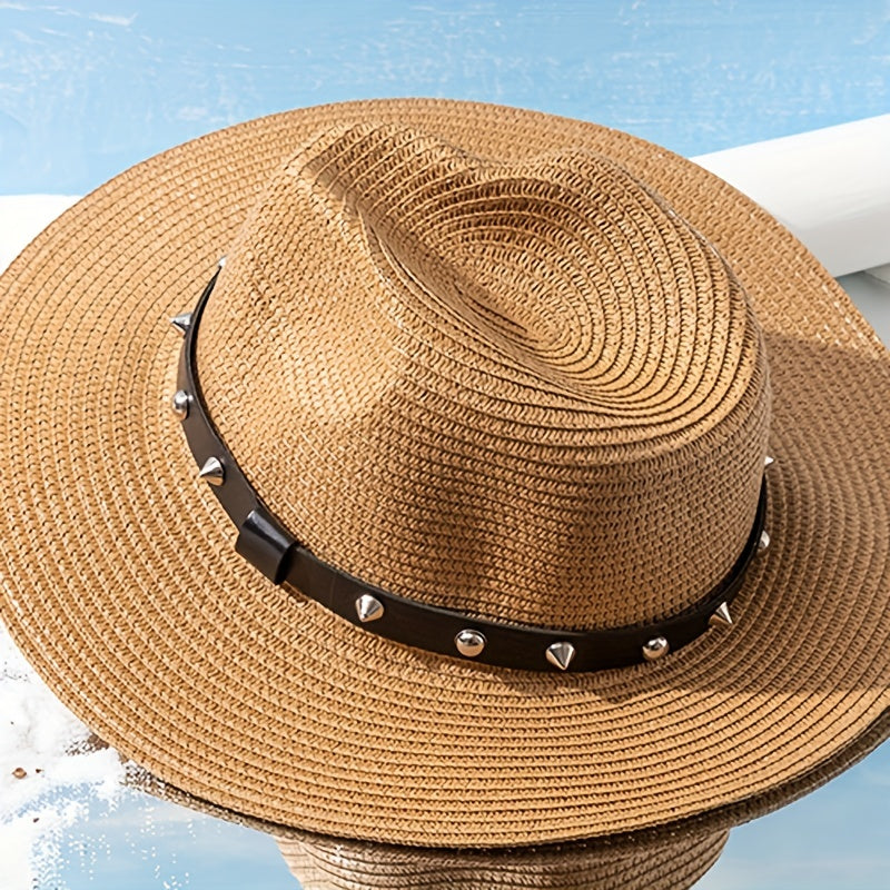 Vintage Sun Hat Khaki Jazz Fedora Cap Straw Hats Outdoor Travel Beach Cap