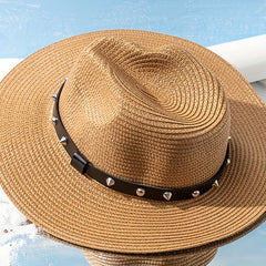 Vintage Sun Hat Khaki Jazz Fedora Cap Straw Hats Outdoor Travel Beach Cap