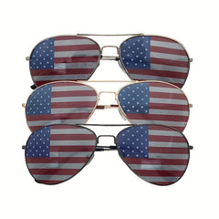 Men's Metal Frame American Flag Sunglasses