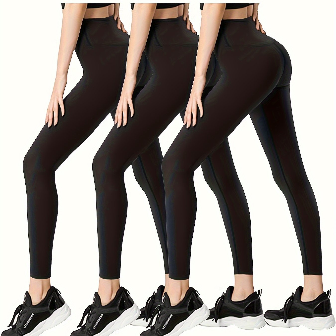 High Waisted Solid Sports Leggings For Women Athletic Tummy Control Pants