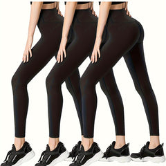 High Waisted Solid Sports Leggings For Women Athletic Tummy Control Pants