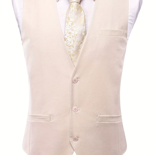 Men's Slim Fit Solid Suit Vest - Business Formal Vest