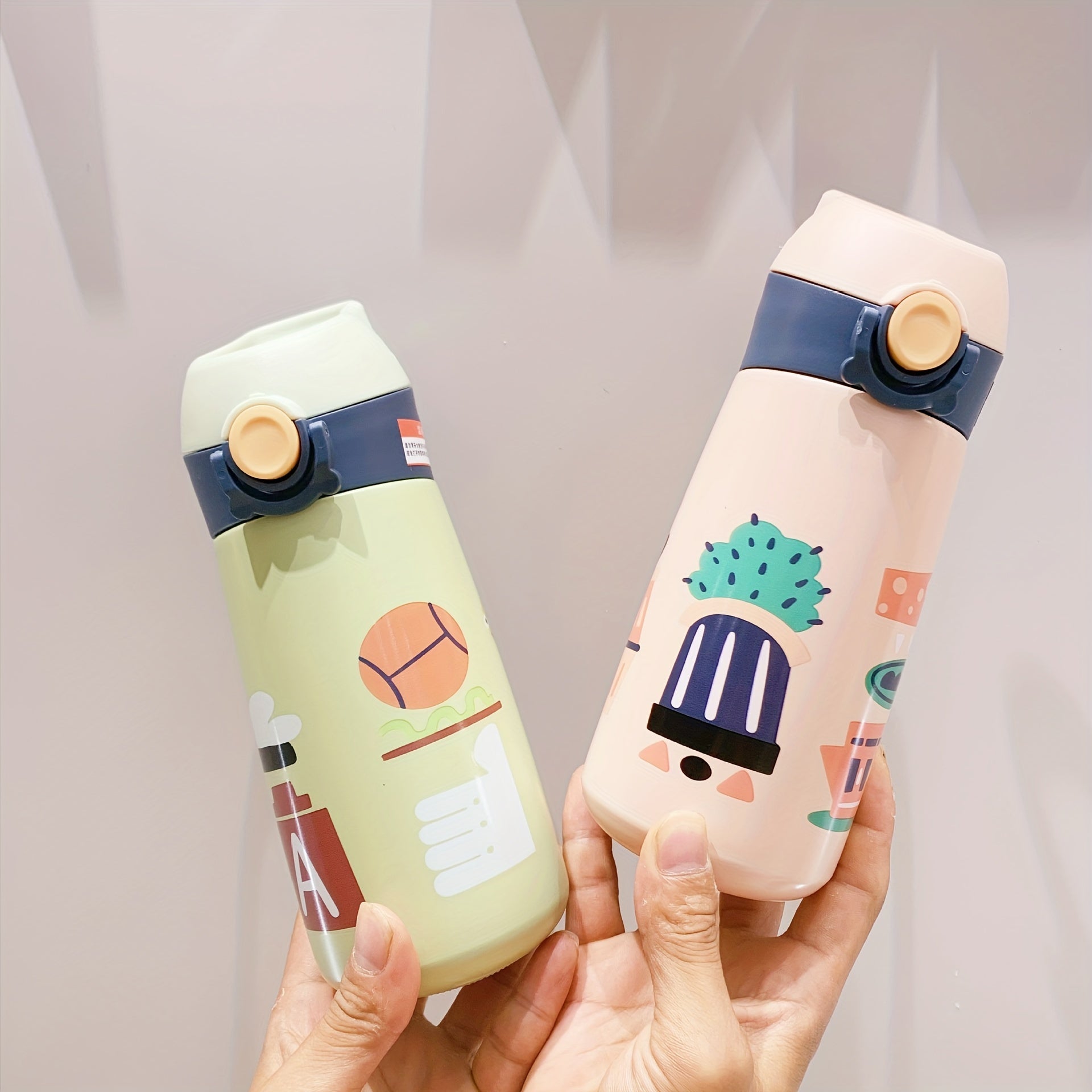 460ml Cartoon Printed Insulated Water Bottle Stainless Steel with Handle