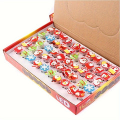 10 Pcs Christmas Glow Rings For Kids PVC Soft Rubber Ring Random Colors