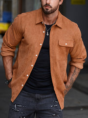 Men's Casual Lapel Shirt Button Up Long Sleeve