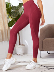Red High Waist Yoga Leggings for Sweat Workouts