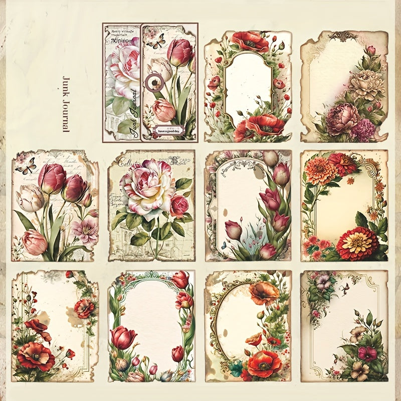 30pcs Vintage Flowers Plant Animal Material Paper Retro Paper Deco Scrapbooking