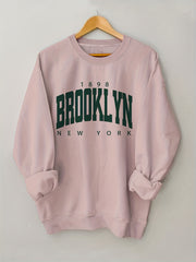 Letter Print Crew Neck Sweatshirt for Women