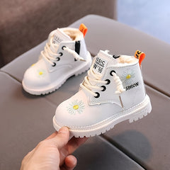 JIAGEYA Flower Embroidered Boots Lightweight Non-slip Warm Plus Fleece Boots