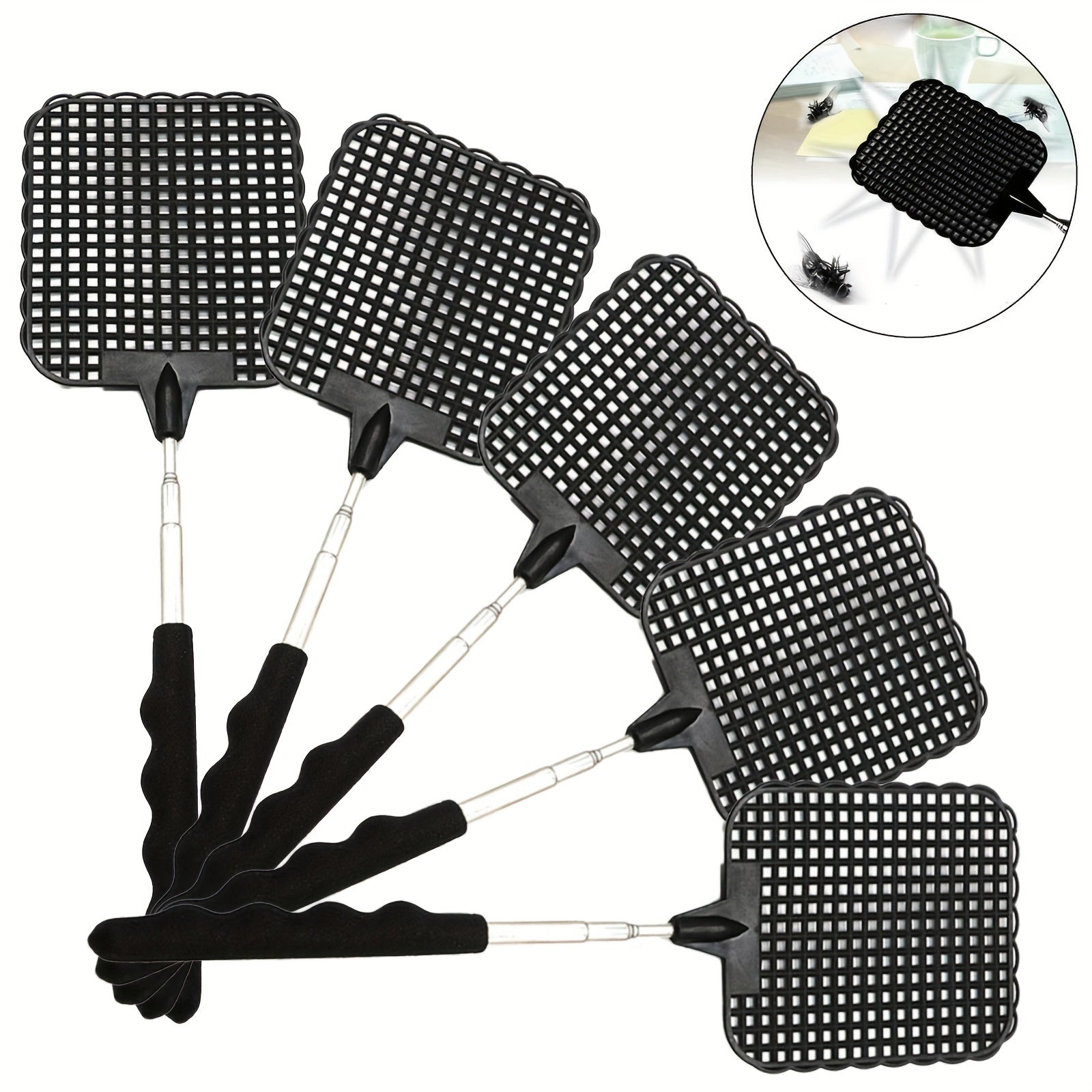 5 Packs Stainless Steel Retractable Fly Swatter