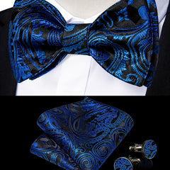 Men's Silk Paisley Bow Tie Set for Wedding Formal Event
