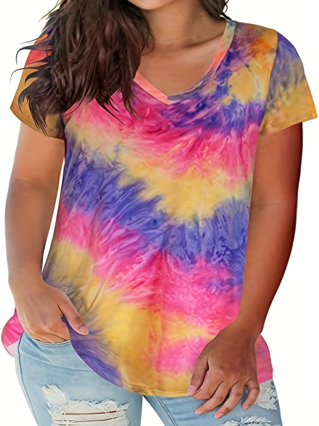 Tie Dye V Neck T Shirt