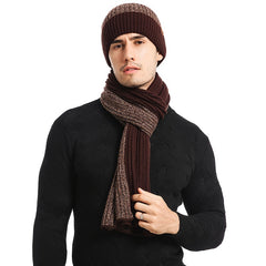 Men's Winter Hat Scarf Gloves Set Fleece Lined Beanie Touch Screen Gloves