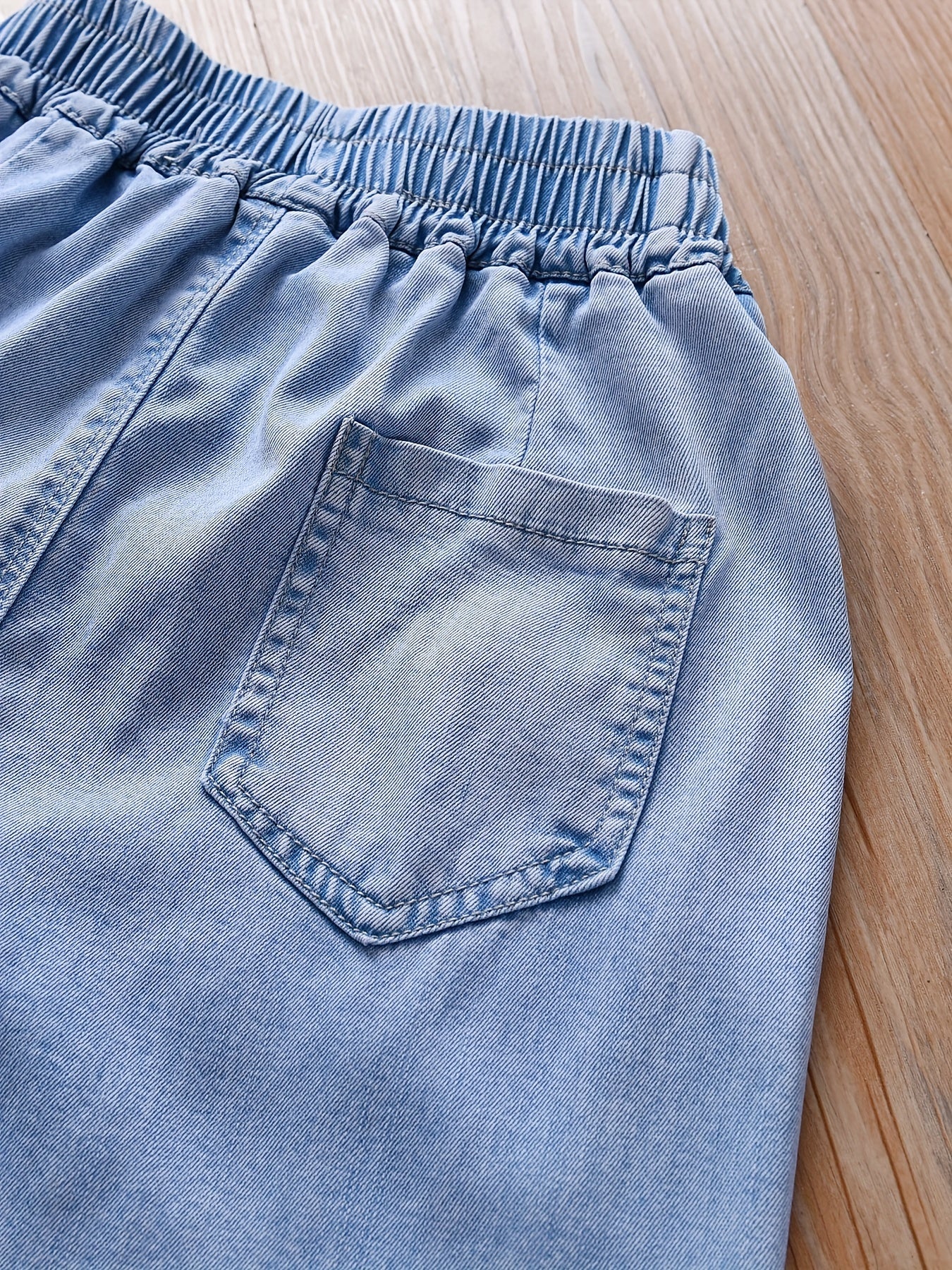 Girl's Embroidered Jeans, Elastic Waist Trousers