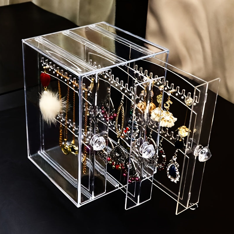 Transparent Jewelry Storage Box Three Drawer Large Capacity Organizer