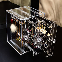Transparent Jewelry Storage Box Three Drawer Large Capacity Organizer