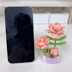 Sunflower Rose Flower Pot Building Blocks Artificial Bouquet Desktop Decoration