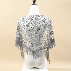 Floral Lace Shawl Tassel Triangle Scarf Solid Cape Bridal Shawl Dress Wrap