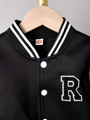 Boys Varsity Jacket Long Sleeve Letter Graphic Block Collar